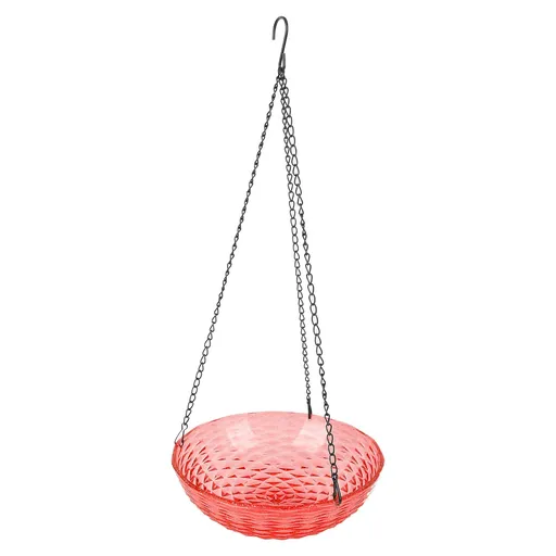 Solar Bird Bath Fountain Sturdy Plastics Hanging Bird Bath Bubbler Fountain Bird Feeder for Outdoor Garden Balcony Porch Red