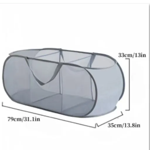 Grey 3‑Compartment Horizontal Laundry Hamper 2 PCS, Halloween Household Organizer Gift