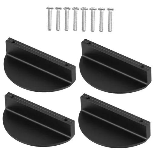 4 Pcs Handle Door Knobs Closet Drawers for Clothes Blind Pull Cord Extender Half Moon Cabinet Pulls Black Home Drawer Knobs