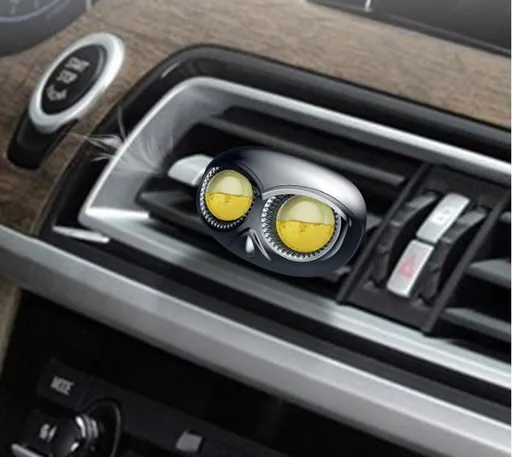 Gun Grey Owl Car Air Vent Perfume Ornament with Rotatable Clip - Refillable Fragrance System & Premium Alloy Interior Decor