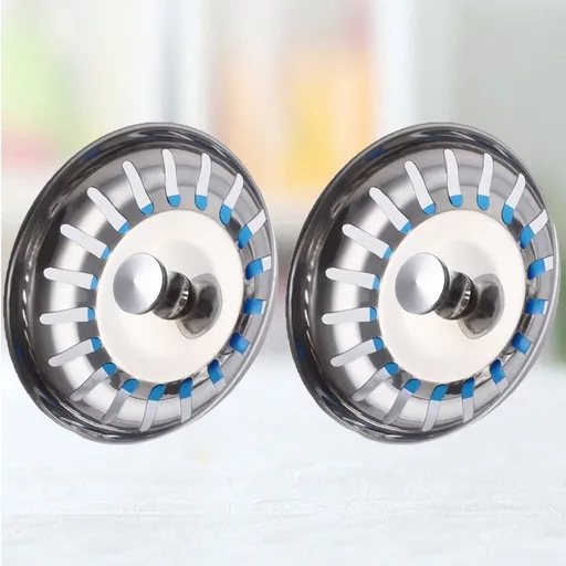 Kitchen Sink Cover 2PCS Silver Stainless Steel Drain Plug Mesh Screen