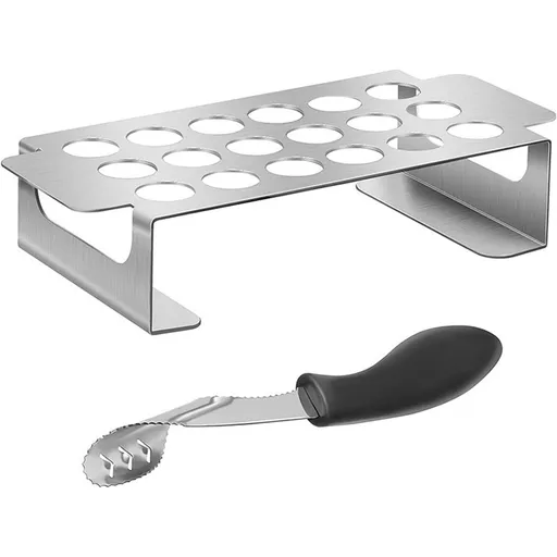 2pcs Popper Holder for Grill with Corer -18 Hole Pepper Rack and Tray with Core Tool - Perfect Popper Griller & Cooker - Dishwasher & Oven Safe pepper corer tool