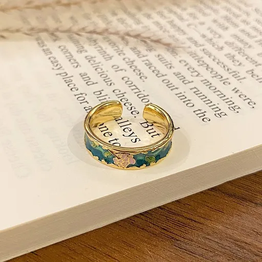 Drip‑Paint Enamel Open Statement Ring | Holiday Dating Ornament | High‑Grade Versatile Ladies Finger Band