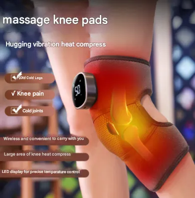 Grey Wireless Heated Knee Massager Brace - Rechargeable Vibration & Heat Therapy for Joint Pain Relief & Arthritis Support