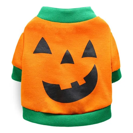 DROOLING DOG Pet Dog Cat Clothes Cotton T Shirt Orange dark green edge (pumpkin head) XS Size: XS; Neck (cm): 20-24; Bust (cm): 28-32; Back length (cm): 18-20; Recommended pet weight (kg): 1.5 - 2.5