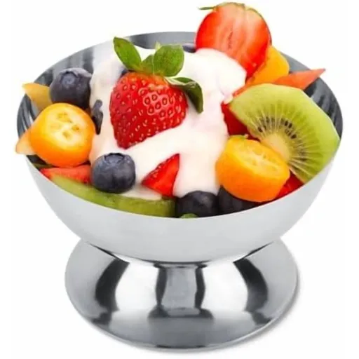 Stainless Steel Ice Cream Cups, 150ml Rolled Ice Cream Tray & Serving Dessert Bowls, Stainless Steel Footed Yogurt Candy Cups for Sundae, Fruit