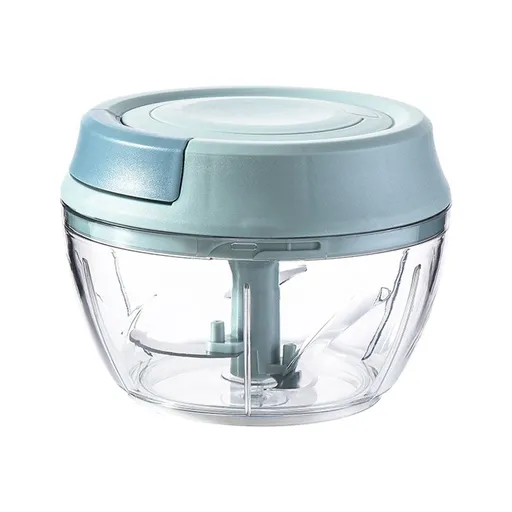 Manual Food Processor Vegetable Chopper, Portable Hand Pull String Garlic Mincer Onion Cutter for Veggies, Ginger, Fruits, Nuts, Herbs, etc., Blue