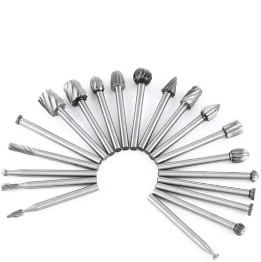 Hard alloy high-speed steel rotary drill bit kit with 20 wood carving drill bits, suitable for DIY woodworking, carving, engraving