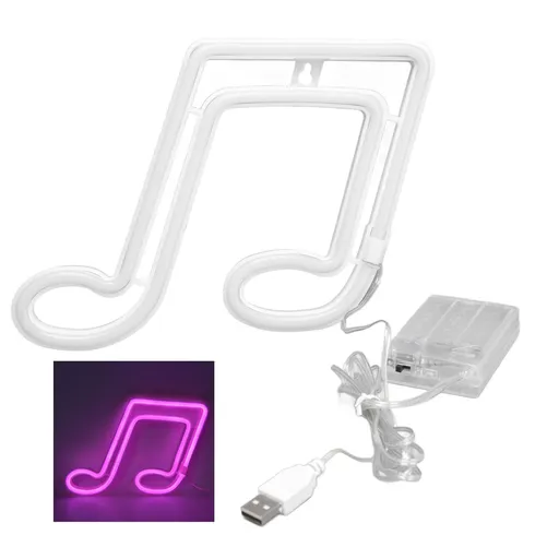 Musical Note Neon Light LED Night Light Pink 17cm x 20cm