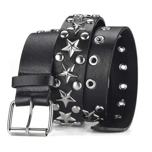 Pentagram rivet wide waistband for women, eye-catching decoration, versatile needle buckle belt for men and women