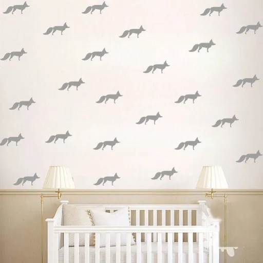 Vinyl Wall Sticker Fox Shaped Decal for Nursery Dormitory Bedroom Home Decoration(Light grey)
