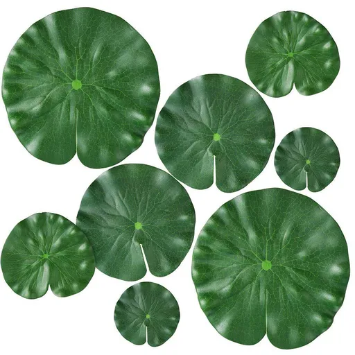 8 Pcs 4 Size Artificial Floating Plants Lotus Leaf Realistic Water Pads for Home Garden Ponds Pool Aquarium Fish Tank Landscape