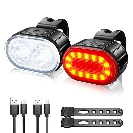 Bike Lights for Night Riding, USB Rechargeable LED Waterproof IPX5 Bicycle Lights Rear Taillight Set with Mode Memory and Super Bright 6 Modes Options