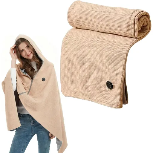Portable Heated Blanket , 58"x32" Heated Shawl Wraps for Women with 3 Heating Levels & 15s Fast USB Heating, Zipper Winter Wrap for Outdoor and Home Use.
