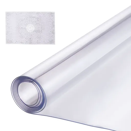 Plastic Table Cover, 48 x 48 Inch 1.5 mm Thick Clear Table Protector, Square PVC Desk Mat, Waterproof & Easy Cleaning Desk Pad Tablecloth, for Office Dresser Dining Room Table Night Stand
