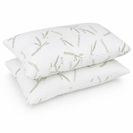Bamboo Fibre Pillow Protector Cover Set - 2 Piece Zip Closure Pillowcases 48x75cm for Home Bedding, Hotel and Dorm Use