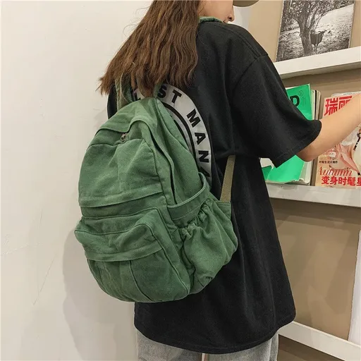 Laptop Backpack for Women Travel Canvas Backpack for Women Vintage Green Aesthetic Backpack for School