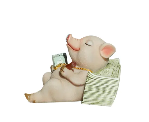 Lovely Moving Brick Reading Book Pig Ornament Home Desktop Decor Resin Craft-5#