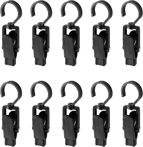 10 PCS Laundry Hooks Clip, Plastic Clothes Pins, Super Strong Hanger Clips, Swivel Hooks Clip for Clothing