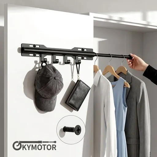 22-lb Heavy Duty Telescopic Closet Valet Rod – Pull-Out Carbon Steel Hanger for Home Closet, Laundry Room & Entryway