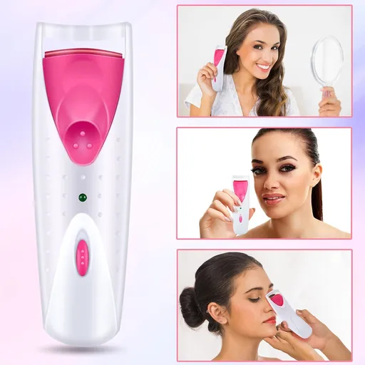 Heated Eyelash Curler Electric Eyelash Curlers Painless Safety Design with Double Silicone Curling Pad for Women Long Lasting