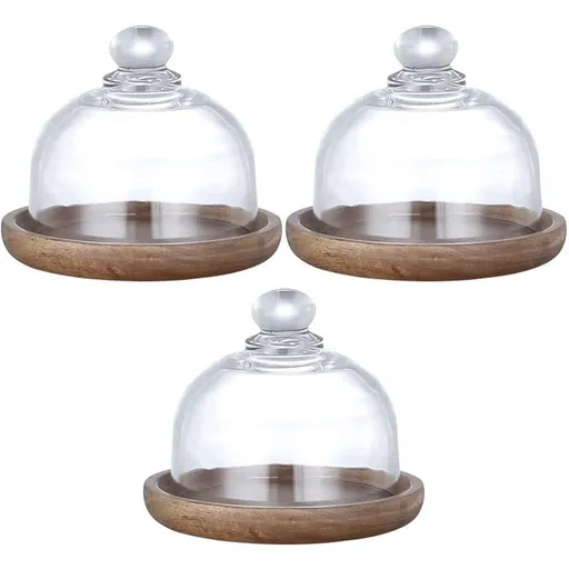3X Multifunctional Mini Dessert Serving Stand Cake Dish with Dome Lid Platter Cake Plate for Home Hotels