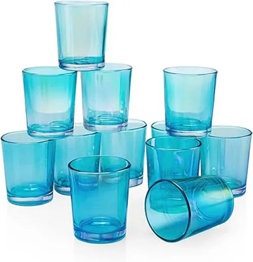 40 Pack Turquoise Glass Votive Tealight Candle Holders House Party Centerpiece Xmas Wedding Decor Glass Candlestick Party Decorations Bridal Baby Shower Event