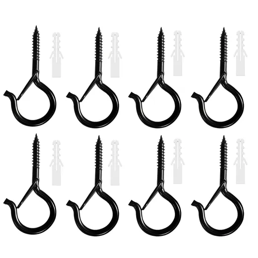 Windproof Screw Hooks for Hanger 8 PCS, Eyes Screw Hook Heavy Duty with Safety Buckle, Hanging for Ceilin