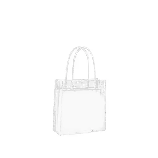 100x PVC Transparent Gift Tote Bag with Snap Button for Packaging - 13*15*7cm