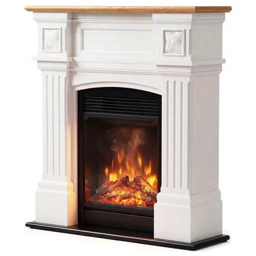 Dimplex Mini Windlesham 1.5kW Freestanding Electric Fireplace Suite, Realistic LED Flame Effect Heater, White & Oak