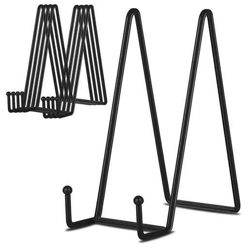 8 Inch 5 Pack Black Metal Display Stands Plate Stand Holder for Picture, Decorative Plate, Book