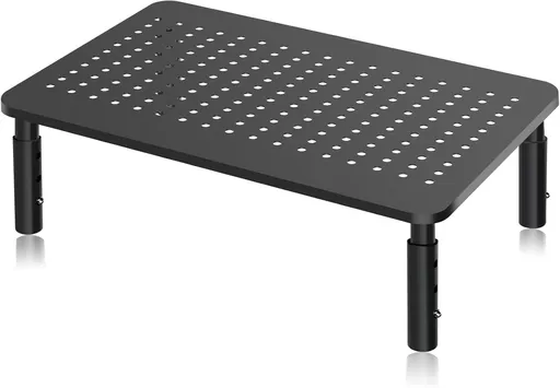 Adjustable Metal Monitor Riser, 3 Height Settings Desktop Screen Stand for Monitors, Laptops, Printers and Office Use, Black