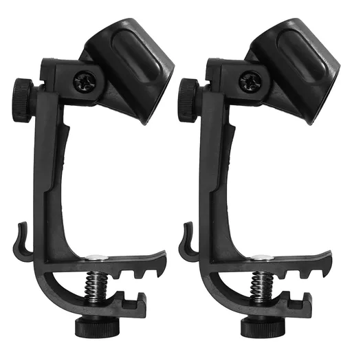 Drum Microphone Clips Adjustable 22mm Caliber 2 Piece Black