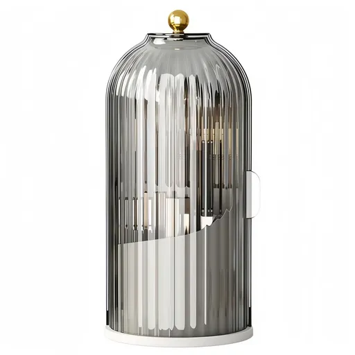 10 in Toothbrush Holders with Sliding Lid for Countertop,Rotating 3 Slots Toothpaste Holder for Countertop,Makeup Organizer In Unique Birdcage,Makeup Brushes Holder ideal for Bathroom Desktop Storage