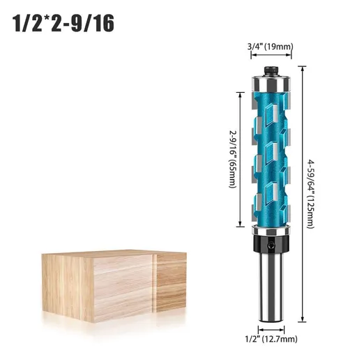 Double Bearing Spiral Flush Trim Router Bit 1/2" Shank - Solid Carbide Blade with Teflon Coating, 19mm Diameter for CNC/Edge Banding/Hardwood - Blue - Size 1/2" Shank-D19-L65