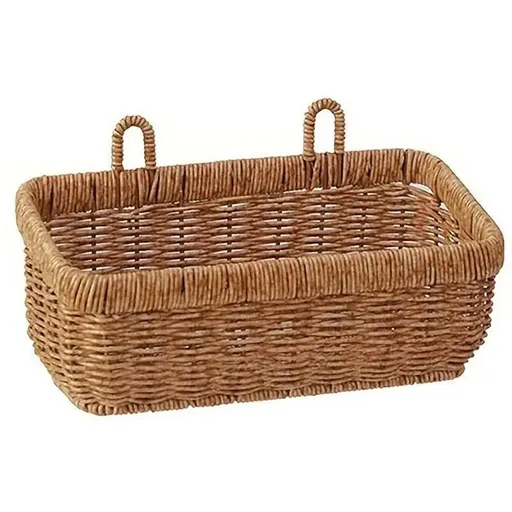 Wall-Mounted Rattan Style Hanging Storage Basket Kitchen Vegetable Fruit Basket - Large