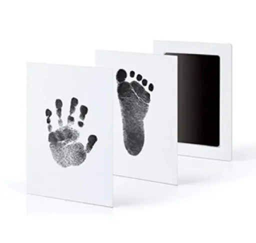 Footprints Handprint No Touch Skin Inkless Ink Pads Kits for 0-6 Months Newborn Pet Dog Paw Prints Souvenir (One Size, Black)