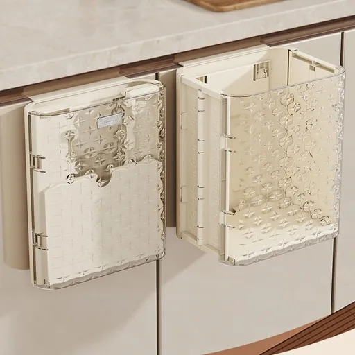 Foldable Wall Mount Trash Can No Drill Space Saving Garbage Bin for Kitchen Cabinet Bathroom Bedroom