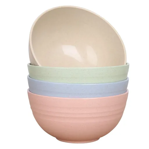 Unbreakable Cereal Bowls Reusable Wheat Straw Bowl Set of 4 - Dishwasher & Microwave Safe - Perfect for Cereal(4 Color)
