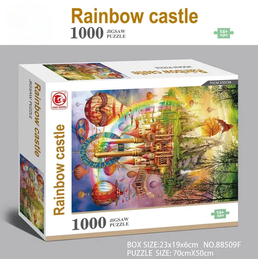 1000 piece Jigsaw Puzzle for Adults - Landscape Cityscape Art, Premium Quality Paper Cardboard, 70x50cm Finished Size, Stress Relief Brain Game Gift for Ages 14+ 【Rainbow Castle】