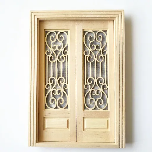 1:12 Dollhouse Miniature Furniture Unpaint Wooden Doors for DIY Scene Doll Home Furniture Craft (2 Horizontal Panel)