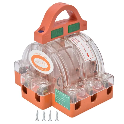 AC 380V 32A 3 Pole Knife Switch with LED Indicator Copper Transparent Shell Double Throw Disconnect Knife Switch