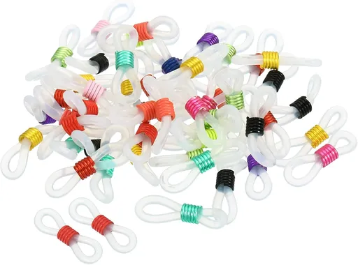Eyeglass Chain Connector, 50 Pack Adjustable Anti Slip Silicone Rubber Strap Holder End Loop for Women Men Eyeglasses Sunglasses, Mixed Colors -