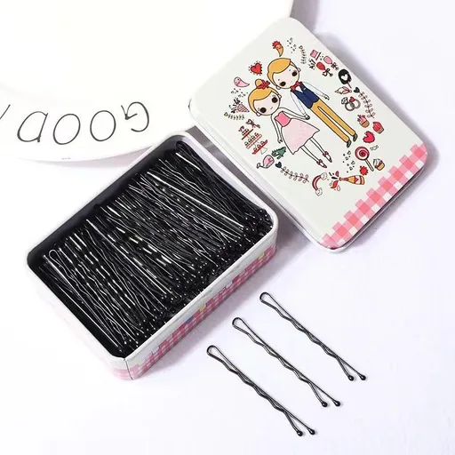 Black Alloy Side Hairpin Wave Style Women Little Couple-100 waves