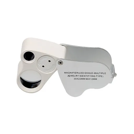 LED Illuminated Jeweler'S Loupe Dual Focus Magnifier, 60X, 12Mm And 30X