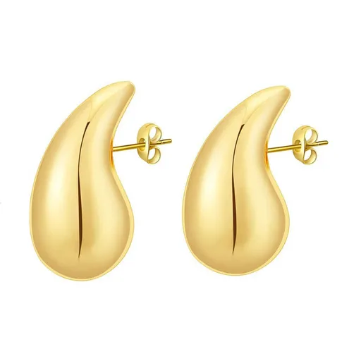 Water droplet earrings with smooth hollow earrings, cool style, golden geometric exaggeration, fashionable and high-end earrings