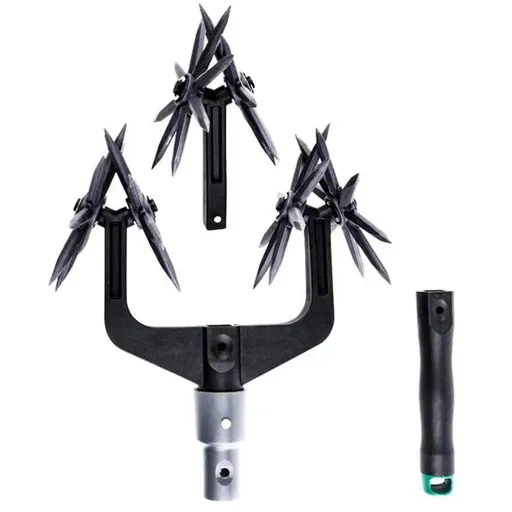 Rotary Cultivator Tool, Hand Held Garden Cultivator with Detachable Tines for Reseeding Grass Or Soil Mixing (Without Pole)
