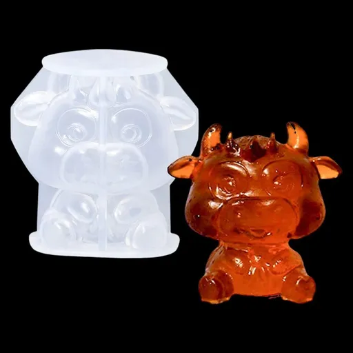 Cow Silicone Mold 3D Animal Resin Molds Cute Crystal ornament Moulds Small Epoxy Resin Casting Mould for Home Desktop