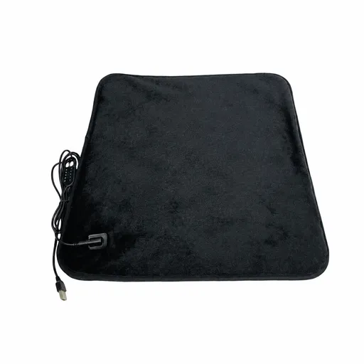 USB-Powered Faux Rabbit Fur Heating Pad for Office, Car, and Outdoor Use – Soft, Portable, and Adjustable Temperature with Timer (Black)