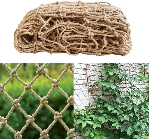 Jute Plant Climbing Net for Vegetables and Vines, Natural Support Trellis for Garden, Balcony and Greenhouse Use, 2 x 5 m